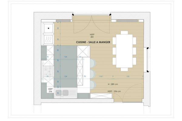 Vue en plan cuisine scandinave Alexandra Gilson